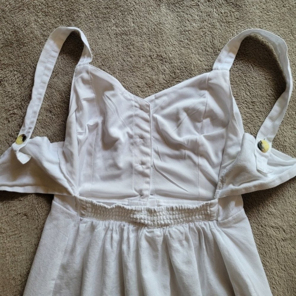 Japna white cotton linen blend button front dress size medium - Picture 9 of 11